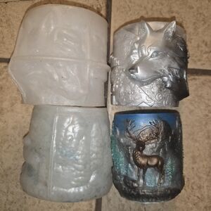 Lot Of 2 Planter Molds For Epoxy Resin Wolves & Deer In Forest For Casting